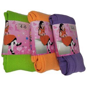 Girl Stockings Long Winter Tights, Kids Size 4-6 3 Pairs, NWT